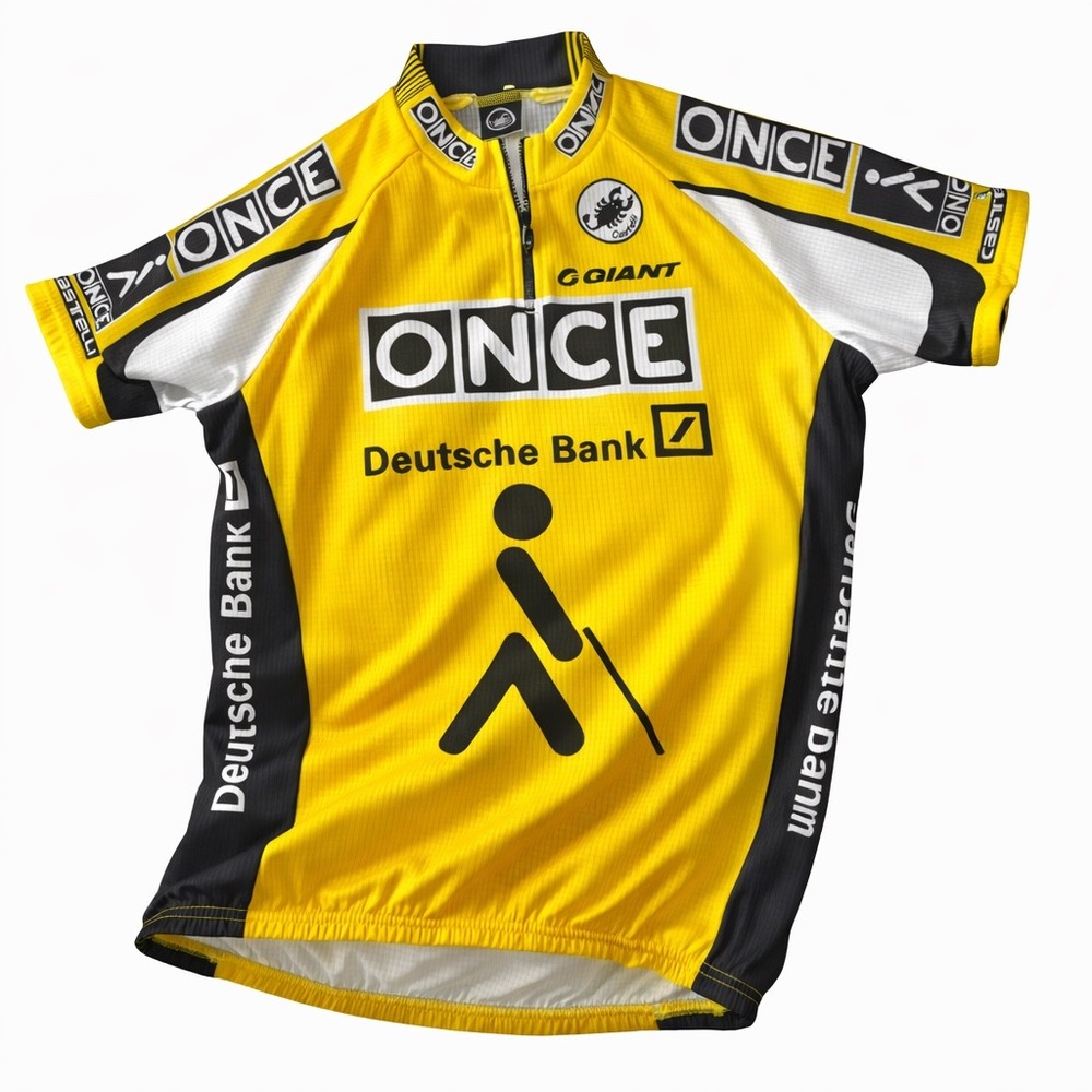 90s Castelli Once Cycling Jersey Mens XL Yellow Polyester Deutsche Bank USA Made